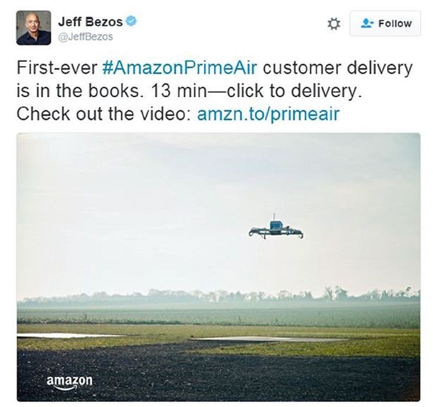 amazon prime air's first customer delivery