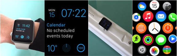 Apple Watch pictures in a line